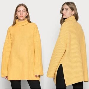 NWT Samsoe Samsoe Wool Blend Keiko Turtleneck Sweater Chunky Oversized Ochre S